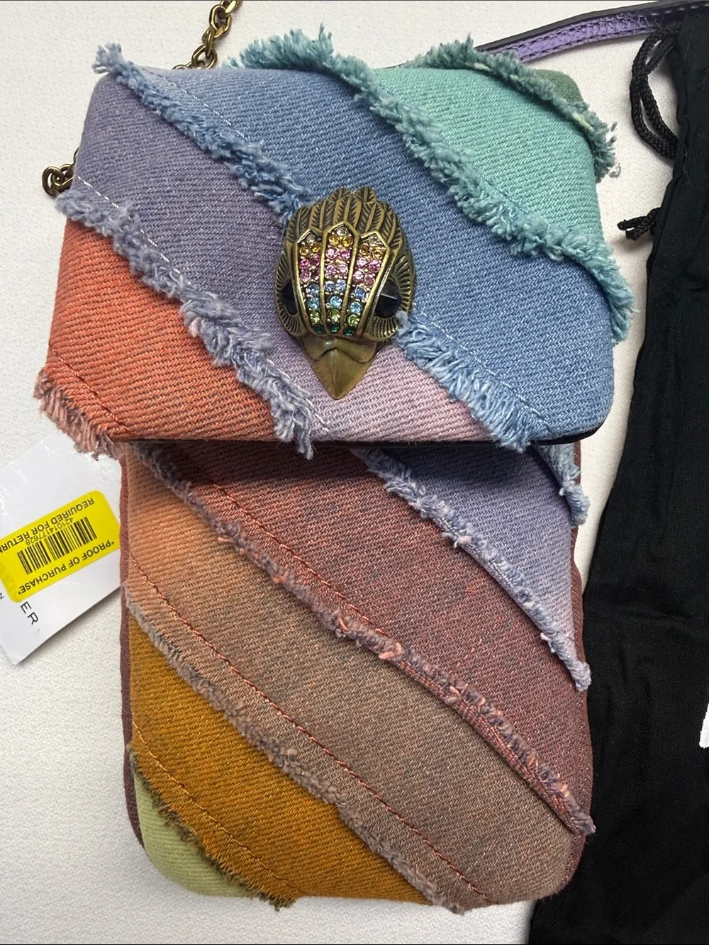 Kurt Geiger London Kensington Rainbow Denim Phone Pouch Multicolor Crossbody